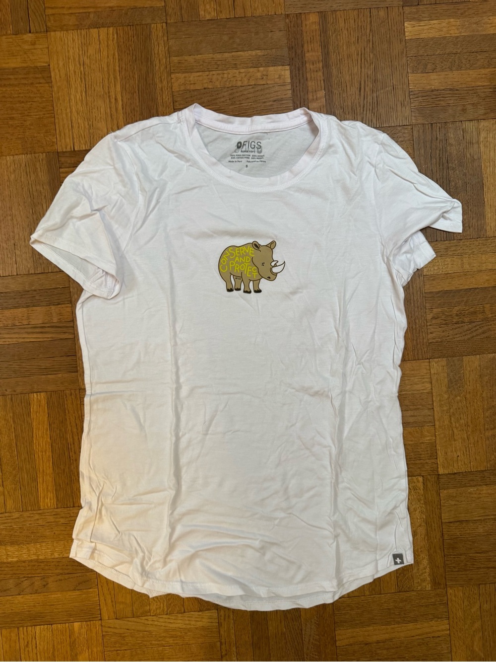FIGS women's Bright White Rhino Supersoft - Shortsleeve Underscrub - Small